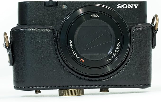 MegaGear Ever Ready Protective Leather Camera Case, Bag for Sony Cyber-Shot DSC-WX500 Digital Camera (Black) (MG599)