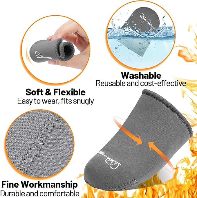 PAMASE 3mm Thickened Toe Neoprene Warmers - 4 Pairs Foot Warmers for Men Women Winter Keep Feet Warm Hunting Cycling Skiing