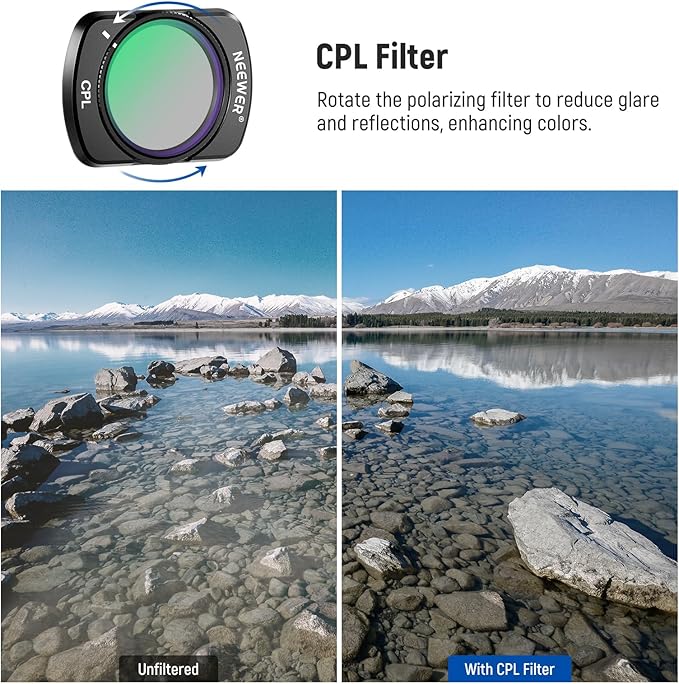 NEEWER Magnetic CPL Filter Compatible with DJI Osmo Pocket 3 Creator Combo Accessories, Multi Coated Circular Polarizer Filter Kit with 2 Screen Protectors, Action Camera Accessories