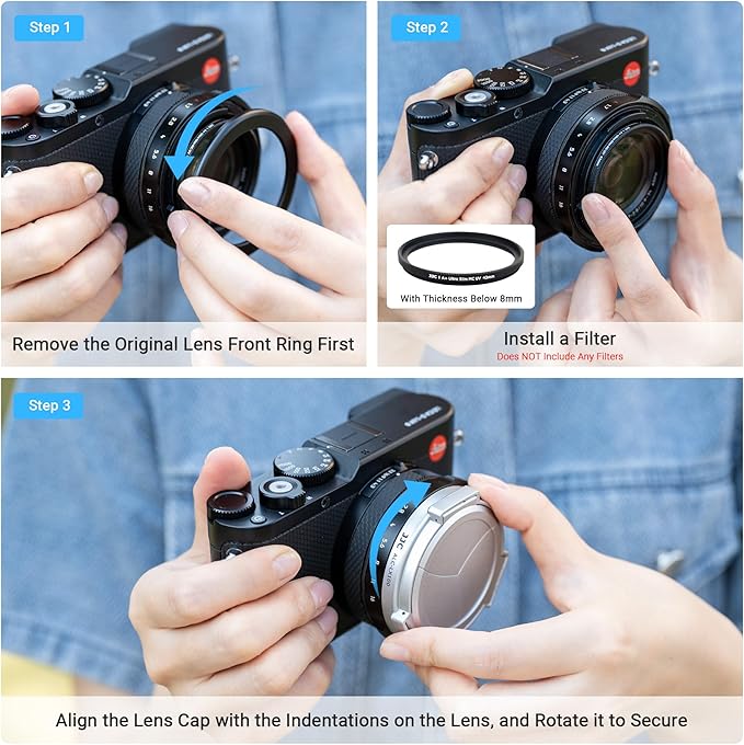 Auto Open and Close D-LUX8 Lens Cap Protector for Leica D-LUX 8 D-LUX 7 (Typ 109) Panasonic Lumix DMC-LX100 II DC-LX100M2 Replace DMW-LFAC1 Automatic Lens Cap, Fit Filter Thickness Below 8mm - Silver