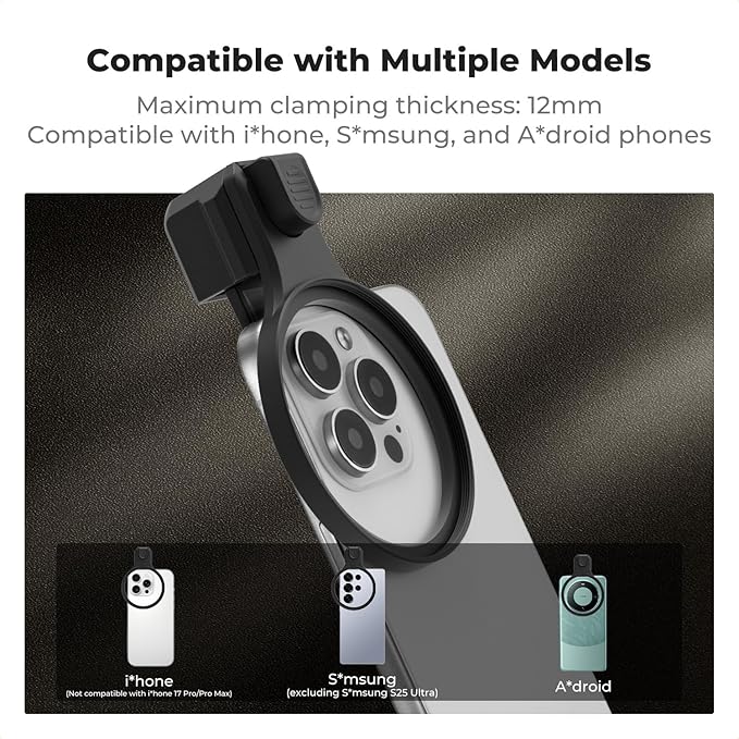 K&F CONCEPT 67mm Press-on CPL Phone Lens Filter Kit, Polarizing Filter Compatible with iPhone 17/16/15/14/13/12 Standard, 16/15/14/13/12 Pro/Pro Max, 67mm Threaded Filters