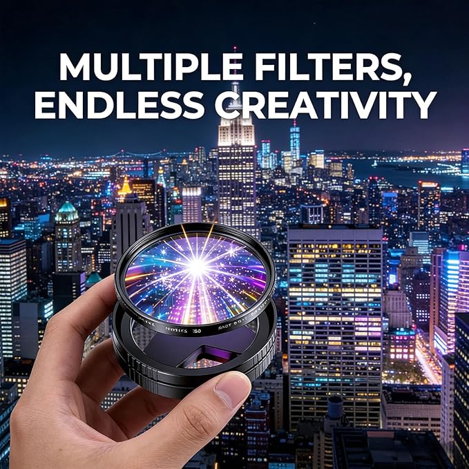 Anti-Glare Magnetic Phone Filter, 52mm CPL Polarizer, Foldable Portable Lens Attachment - Reduces Reflections & Enhances Colors for Phone