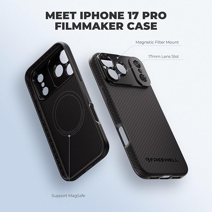 FREEWELL Pro Filmmaker Case for Phone 17 Pro - Magnetic Filters & 17mm Lens Mount Black