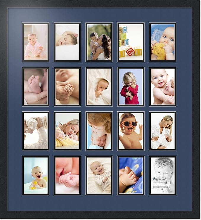Art to Frames Double-Multimat-1059-837/89-FRBW26079 Collage Photo Frame Double Mat with 20-4x6 Openings and Satin Black Frame