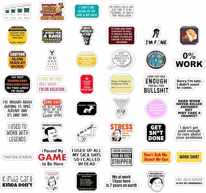BulbaCraft 100Pcs Funny Work Stickers for Adults, Stickers for Adults Work, Adulting Decals Work, Coworker Laptop Decals, Gifts for Women & Men