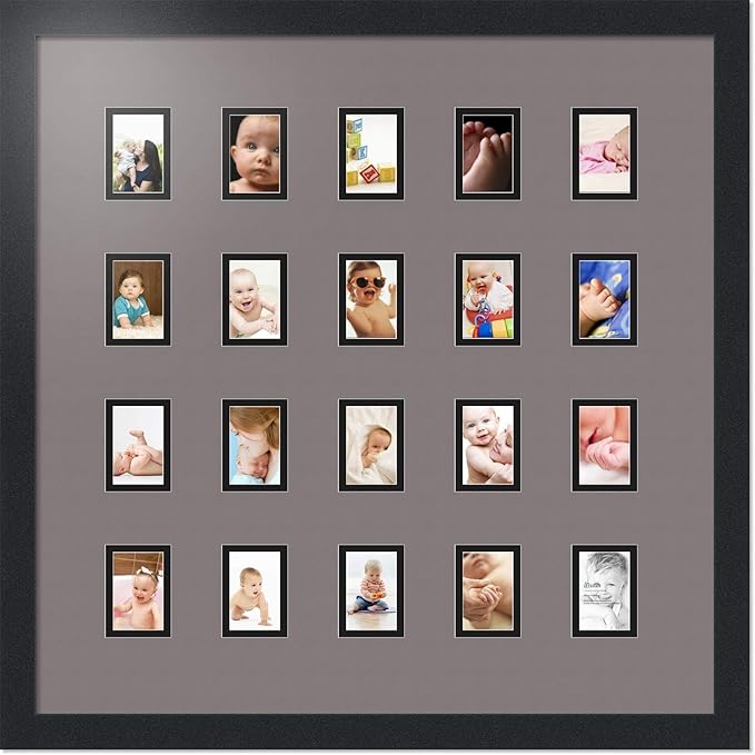 Art to Frames Double-Multimat-398-748/89-FRBW26079 Collage Photo Frame Double Mat with 20-2x3 Openings and Satin Black Frame