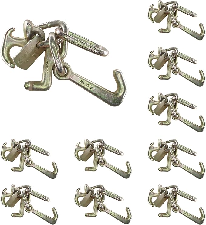 Mega Cargo Control 5/16" G70 RTJ Cluster Hook w/Link | Towing Hooks for Tow Truck, Heavy Duty Wrecker Hauler, Hauler Trailer (10 - Pack)