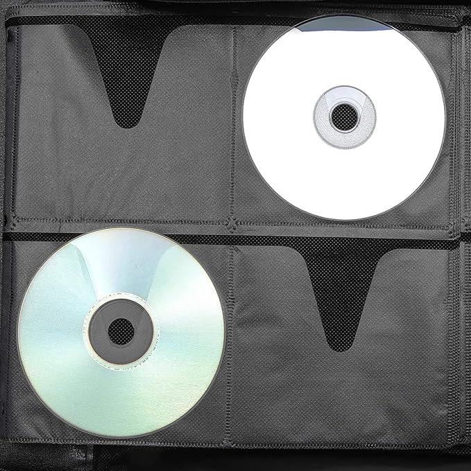 Bright Creations Juvale DVD Storage Binder Case - 400-Disc Capacity, Black Faux Leather & Nylon - Disc Binder & CD Holder, DVD Case Organizer & Movie Storage