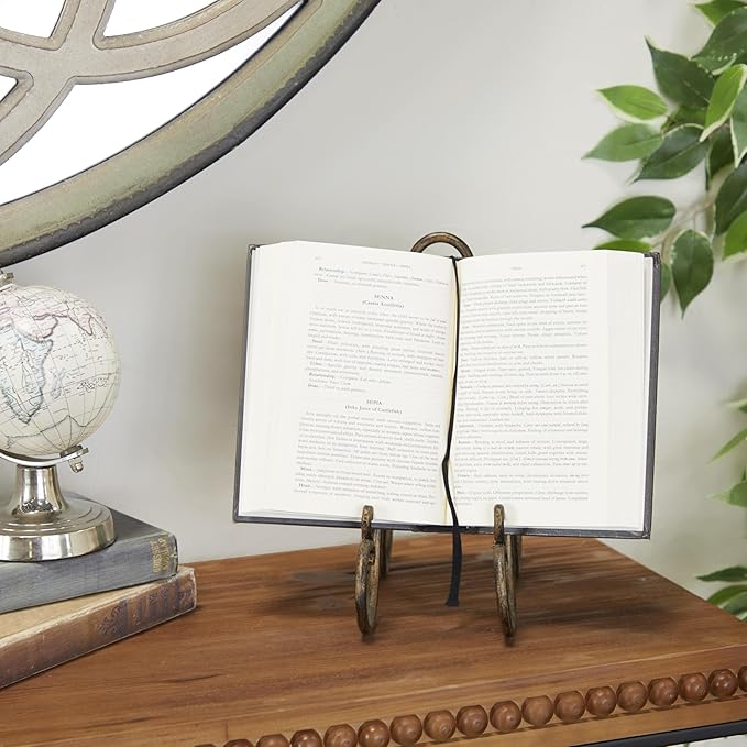 Deco 79 Metal Display Easel Scroll Tabletop Easel, Display Stand 5" x 8" x 9", Brown