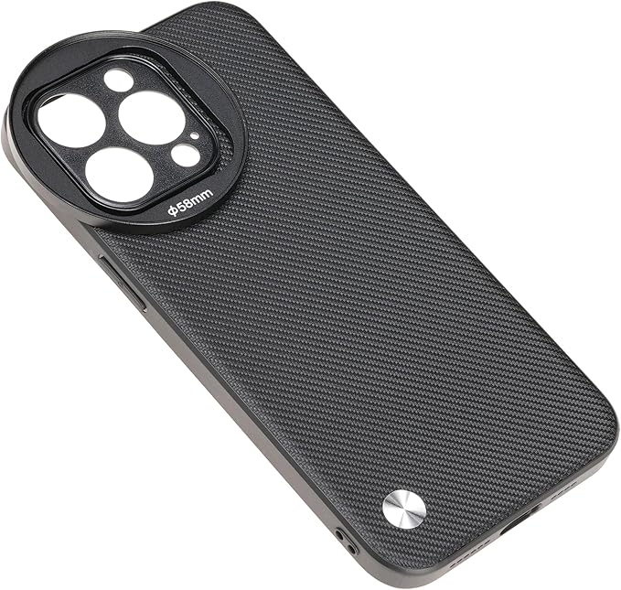 FocusFoto Phone Case Holder for iPhone 14 Pro Max Case, Integrated with 58mm Threaded Filter Adapter, Anti-Vignetting Design, Magnetic Wireless Charging (Black)