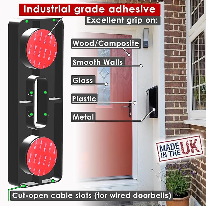 No-Drill Adhesive Sticky Mount Compatible with Eufy Doorbells No Drilling Protect The Walls Doorbell Adhesive Plate No More Drilling Landlord Friendly Made in UK