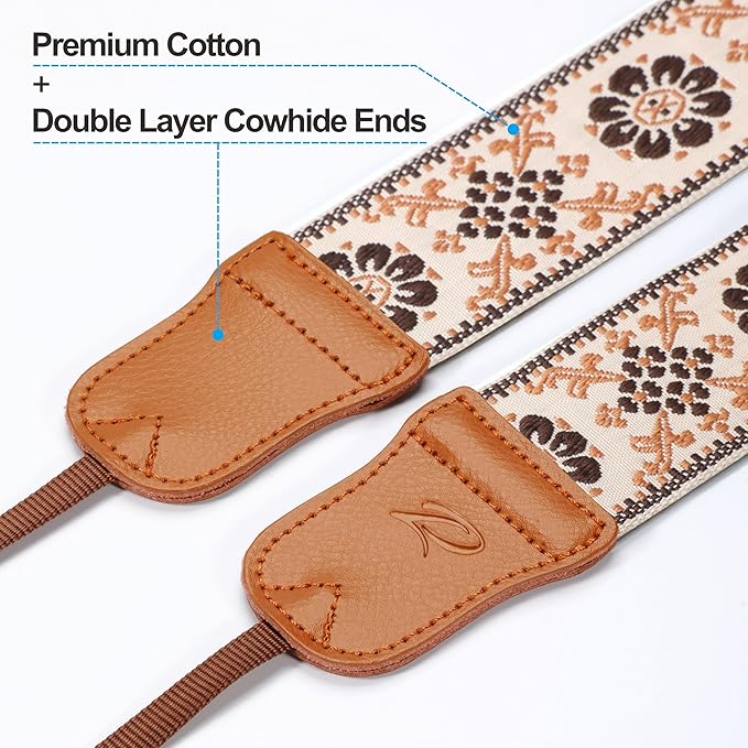 Padwa Lifestyle Plaid Camera Strap - 2" Wide Double Layer Cowhide Head,Cotton Camera Shoulder Straps