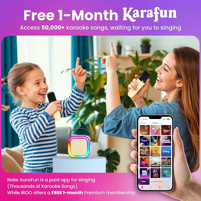 Mini Karaoke Machine for Kids, 2026 TOP Toys Birthday Gifts Ideas for Girls Ages 4, 5, 6, 7, 8, 9, 10, 12+ Years Old, Portable MP3 Player with 2 Wireless Mics for Family Home Party