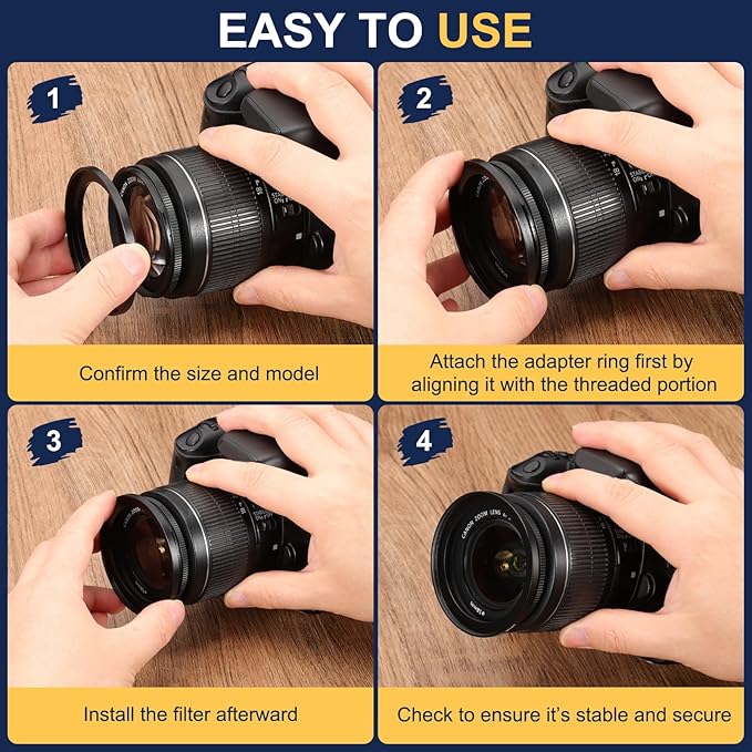 PATIKIL Step Down Ring Adapter 72mm to 52mm, Filter Step-Down Rings Camera Lens Filters Metal Ring Digital for ND IR DSLR Lenses, Black