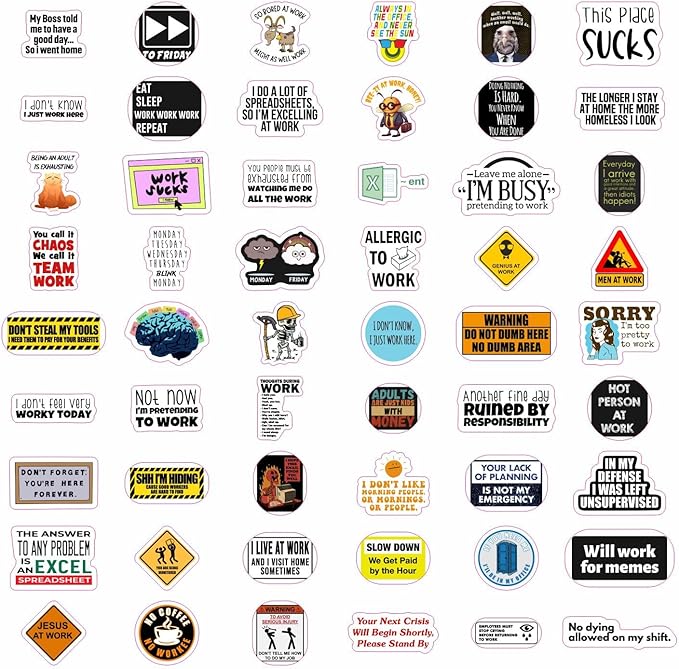 BulbaCraft 100Pcs Funny Work Stickers for Adults, Stickers for Adults Work, Adulting Decals Work, Coworker Laptop Decals, Gifts for Women & Men