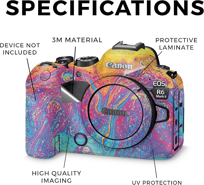 Glossy Glitter Camera Skin Compatible with Canon EOS R6 Mark II Camera (2022) - Paint Currents - Premium 3M Vinyl Protective Wrap Decal Cover - Easy to Apply | Crafted in The USA by MightySkins