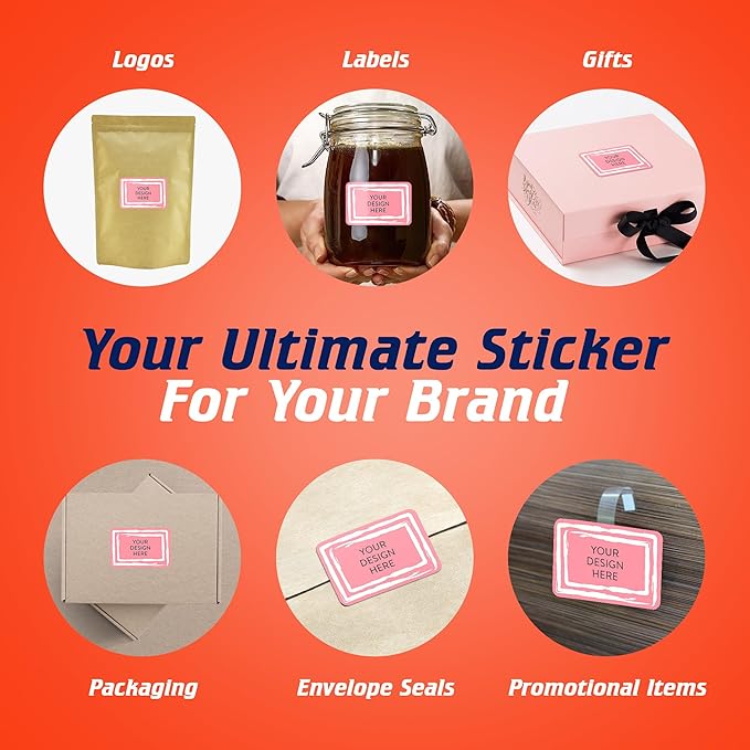 100 Custom Vinyl Stickers - Upload Your own Image, Text, Design, Logo - Personalized Logo Labels for Handmade, Packaging, Bottle, Jars, Candle, Brand Stickers (Pink, 6x4)