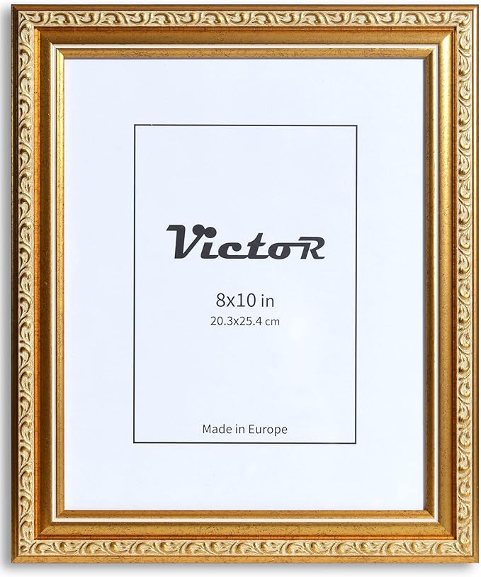 VictoR Picture Frame Chagall 8x10 Gold - Vintage Picture Frames with Shutterproof Acrylic Glass - 8 x 10 Photo Frame - Gold Picture Frames - Antique - only for hanging