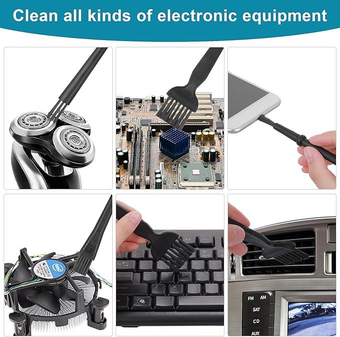 TIESOME Set of 7 Keyboard Anti Static Brushes, Plastic Handle Portable Cleaning Brushes Computer Keyboard Cleaning Brush Kit for Cleaning Computer Keyboard Car Lab