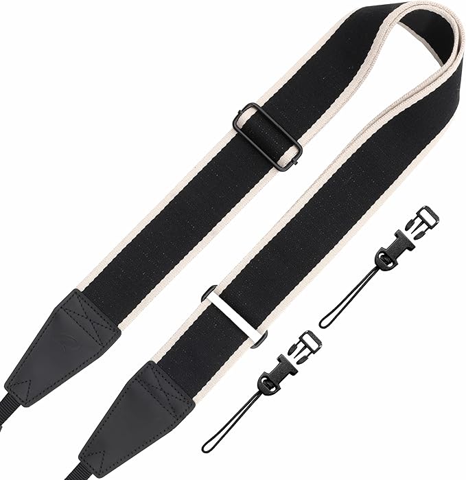 Padwa Lifestyle Adjustable Camera Strap - 2" Top Layer Cowhide Head Camera Straps for Photographers, Cotton Adjustable Neck Shoulder & Crossbody Strap Quick Release for All Cameras and Binoculars