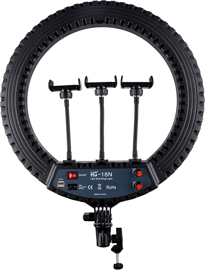 Photography 18" LED Ring Light Tripod Stand Phone Holders Remote Control Multi-Camera Live Broadcast Kit A,YouTube Live Streaming Brightness Control for Photography Videography, Vlogging, Streaming