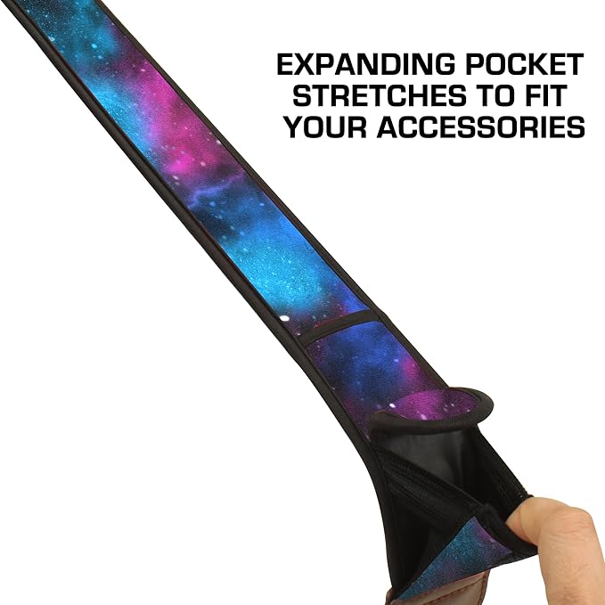 USA Gear TrueSHOT Camera Strap Neoprene Camera Straps - Padded Neck Strap, Accessory Pocket, and Quick Release Buckles - Compatible with Canon, Nikon, Sony and More DSLR and Mirrorless Camera - Galaxy