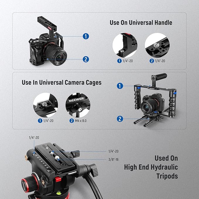 NEEWER 26PCS Camera Screw Set for Photography Equipment, Includes 1/4" 3/8" M2 M2.5 M3 and M4 Screws Compatible with SmallRig Camera Cage, Top Handle, Side Handle Grip, Tripod QR Plate, UA002