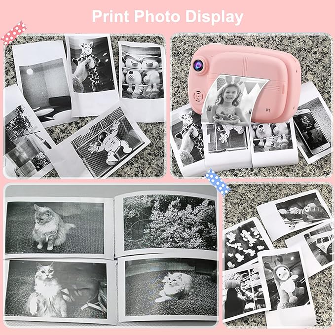 5 Rolls Kids Camera Paper Roll, Mijaowatch Kids Instant Camera Print Paper Non-Adhesive Camera Printer Paper Mini Camera Refill Photo Print Thermal Paper Rolls for Kids Print Cameras 2.24×1.18 Inches