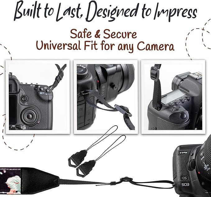 Art Tribute Camera Strap for All DSLR and Mirrorless Cameras. Add Your Name Or Initials Make It a Personalized Gift