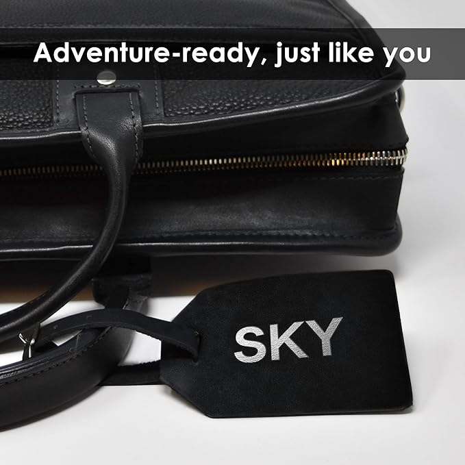 Northwind Personalized Leather Luggage Tag – Made in USA - Custom Monogram Travel Bag Tag, Handmade Premium Leather with Secure Strap, Unique Durable Travel Accessory Gift for Him and Her