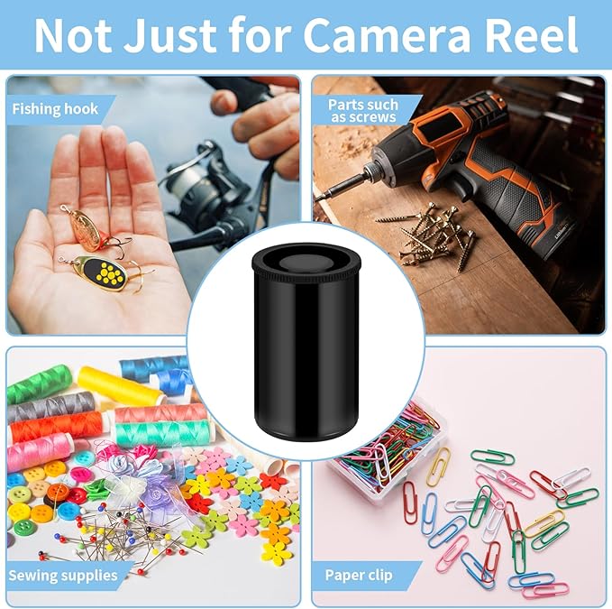 120 Pieces Film Canisters with Caps 35 mm Plastic Empty Camera Reel Storage Containers Case with Lids for Small Accessories Rockets Experiment Fish Hook Film Keys Coins Art Beads (Black)