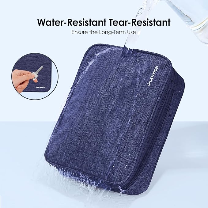 LENTION Cable Electronics Organizer Bag Pouch, Travel Accessories Carry Case Portable Bag Waterproof Double Layers All-in-One Storage Bag Carrying for Cord, Charger, Power Bank, Earphone Blue