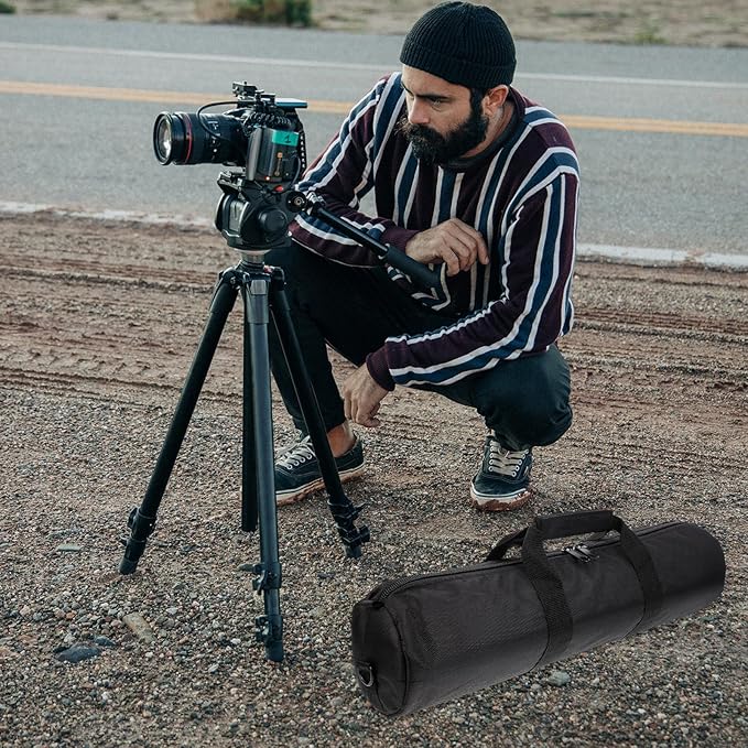 Zerodeko Padded Tripod Carrying Bag 55cm Thick Waterproof Case with Shoulder Strap for Photography Light Stands and Mic Stands, Protective Storage for Camera Accessories and Photo Equipment