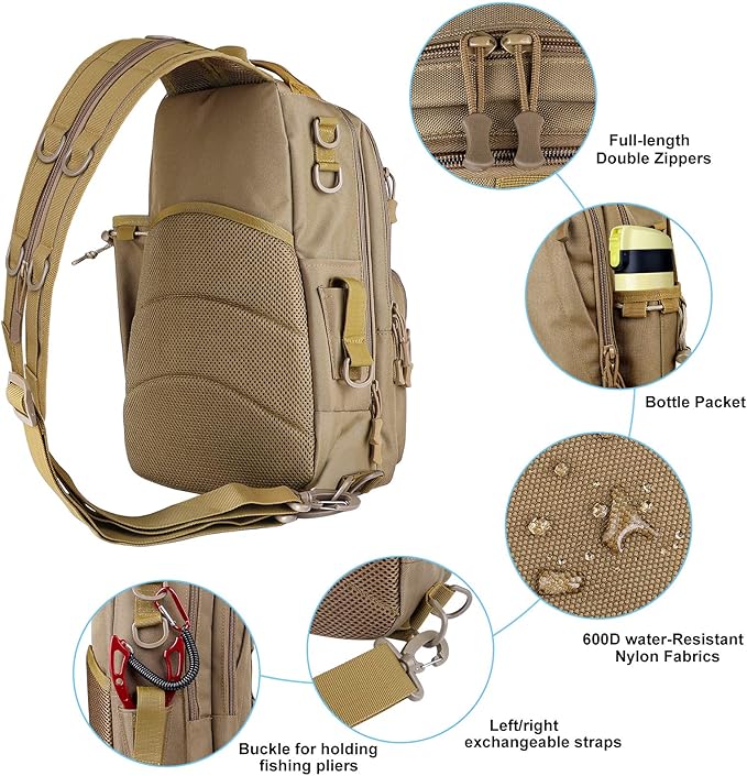 PLUSINNO Fishing Backpack Tackle Bag, Water-Resistant Backpack with Rod Holder, Ideal Gifts for Men