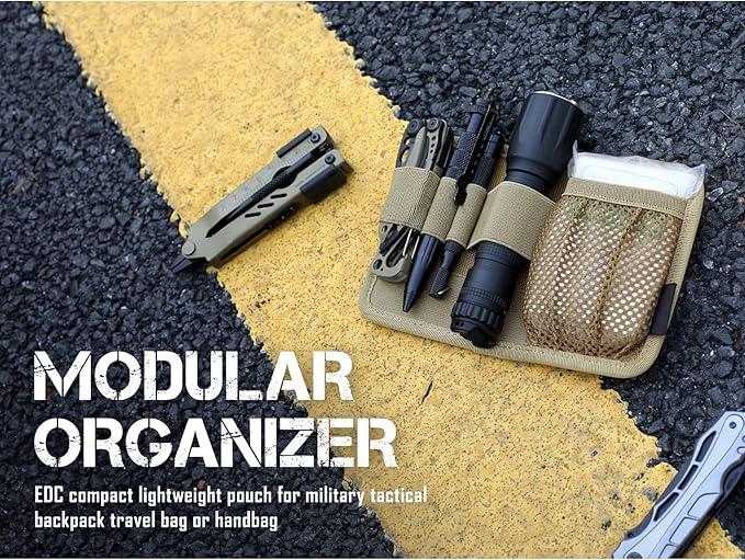 LIVANS Tactical Bag Insert Panel Organizer, Utility Admin Panel Hook and Loop Modular Organizer with Hook Fasteners for Packs Backpack or Messenger Bags