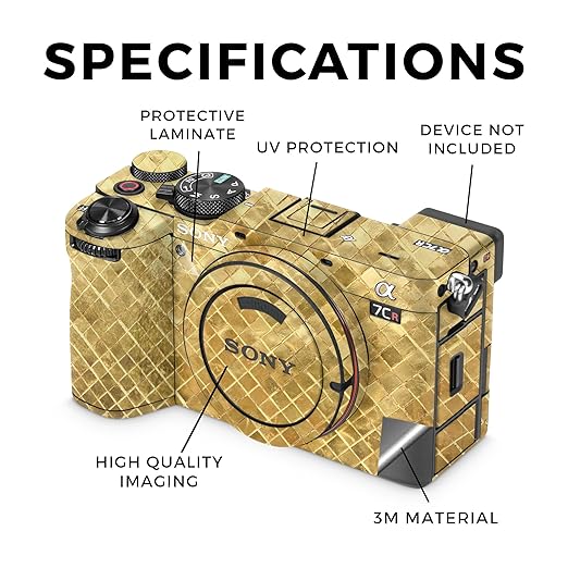 Camera Skin Compatible with Sony Alpha 7CR Camera (2023) - Gold Tiles - Premium 3M Vinyl Protective Wrap Decal Cover - Easy to Apply | Crafted in The USA by MightySkins