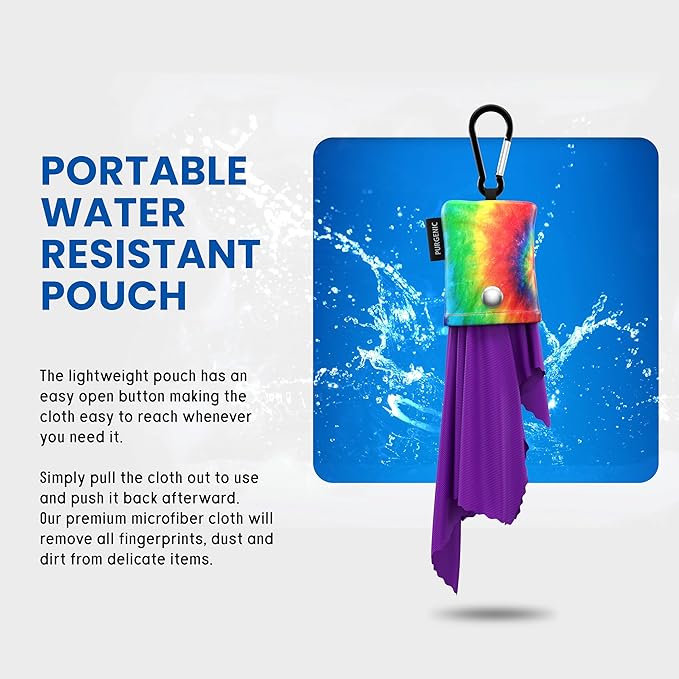Microfiber Cloth & Glasses Wipes (1 Pack) Lens & Glasses Cleaning Cloth - Eyeglass Cleaner - Camera Lenses & Gadget Delicate Screens - Tie Dye