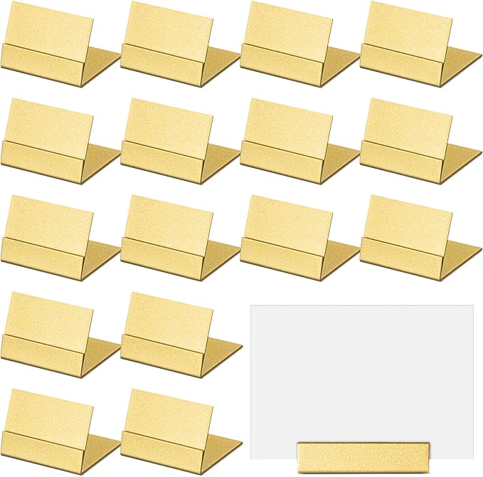 24 Pcs Small Table Number Holders Metal Place Card Holder Vintage Mini Table Number Name Card Display Stand for Wedding Memo Reception Photo Picture Party Restaurant, 1.4 x 1.3 x 1 Inch (Gold)