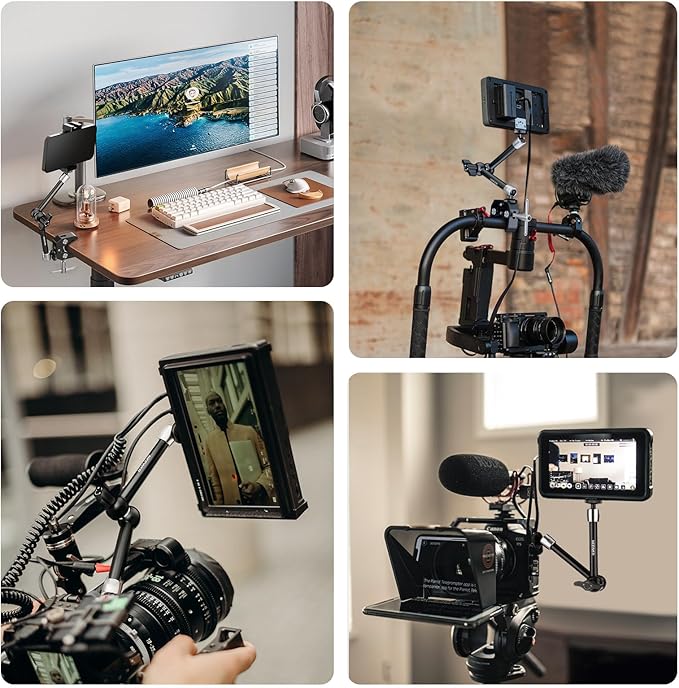 NEEWER 9.8"/25cm Adjustable Magic Arm with Basic Mini Ball Head, Super Clamp, 1/4" & 3/8" Threads, 1/4" Screws for Flash/LED Light/Microphone/Monitor, Compatible with SmallRig Camera Cage, ST25C