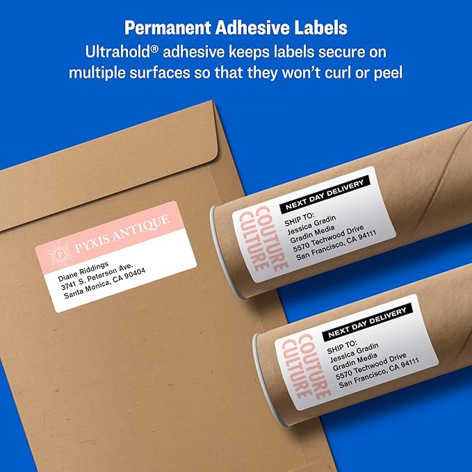 Avery Shipping Address Labels, Inkjet Printers, 100 Labels,3-1/2 x 5, Permanent Adhesive,White, 5 Packs (8168)