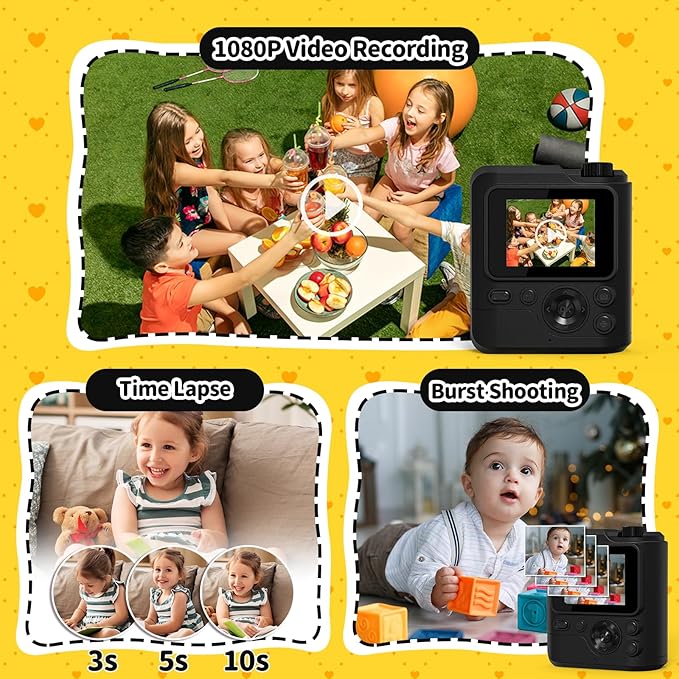 Kids Camera Gifts for Girls Boys - Christmas Birthday Xmas Gift for Girl Boy Age 3 4 5 6 7 8 9 10 11 12 Year Old - Instant Print Digital Toys Ages 3-5 6-8 8-12 Years Olds - Toddler Learning Kid Toy