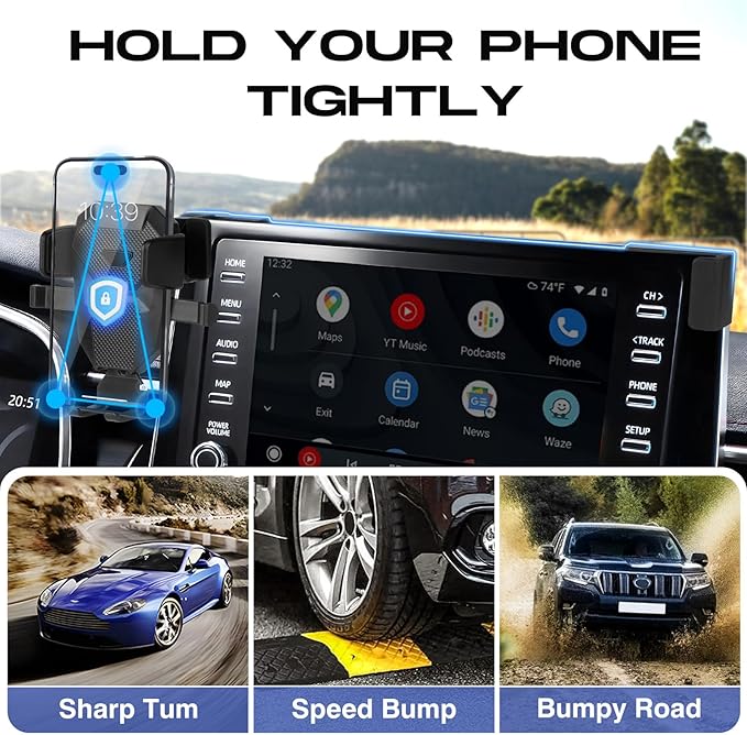 Car Phone Holder for Toyota Corolla 2019-2025/Corolla Cross 2022-2025 Accessories,Adjustable GPS Corolla Phone Mount ONLY for 8-inch Screen,Hands-Free Ultra Stable Phone Stand for All Phones