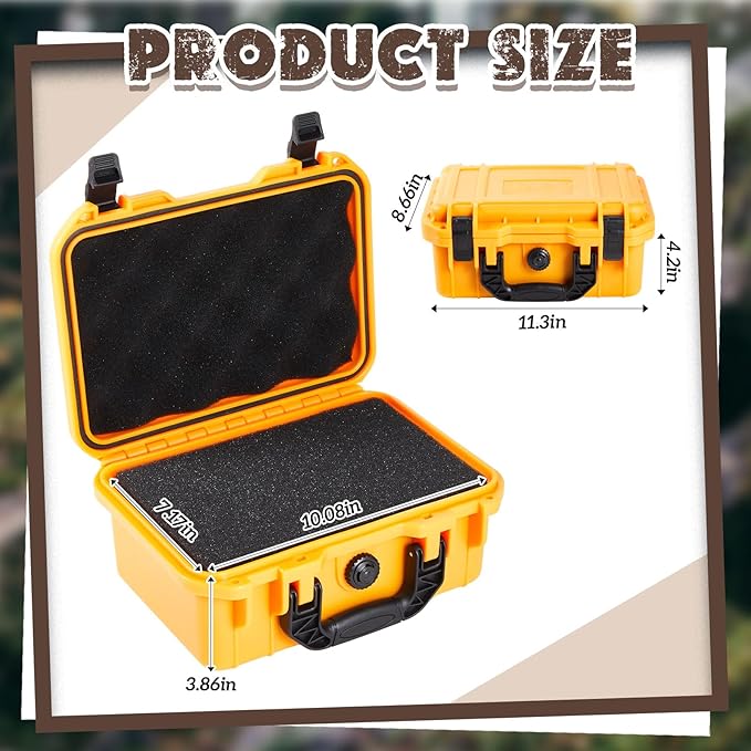 Relaxweex 1 Pcs 11.3 x 8.7 x 4.2 Inch Waterproof Hard Case with DIY Customizable Foam Insert Portable Protective Case with Knife for Camera Drones Equipments Tools Test Instruments (Yellow)