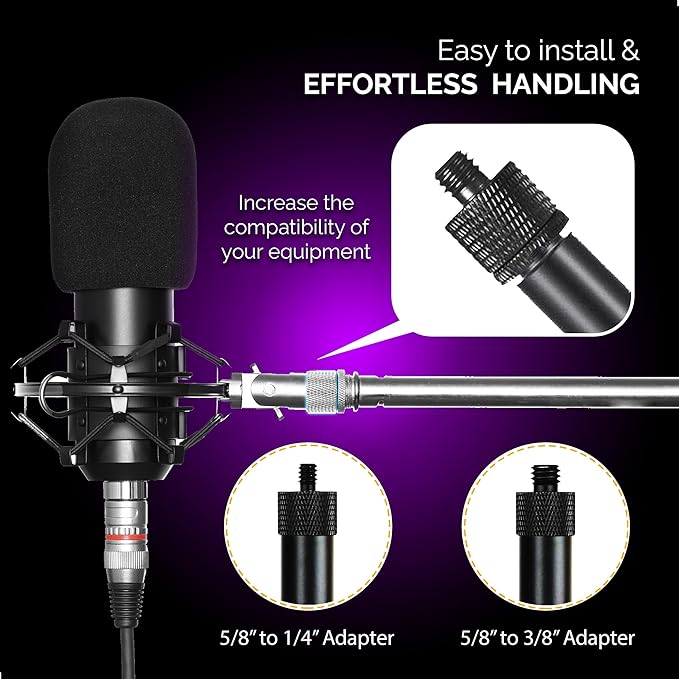 IXTECH Mic Stand Adapter Set 8 pieces Metal Microphone Stand Screw Thread Adapter 5/8 Female to 3/8 Male 3/8 Female to 5/8 Male 5/8 Female to 1/4 Male 1/4 Female to 5/8 Male Tripod Adapter ADP03A Blck