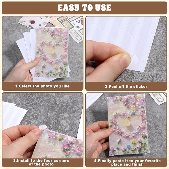 20 Sheets (2024 Pcs) Clear Picture Corners for Scrapbooking, Self Adhesive Photo Corner Stickers PVC Paper Mounting Corners for Picture Album DIY Memory Books Personal Diary