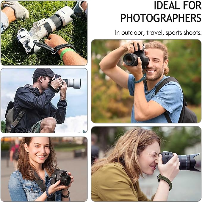 Camera Wrist Strap for DSLR Mirrorless Camera, Quick Release Camera Hand Strap with Safer Connector（Black）