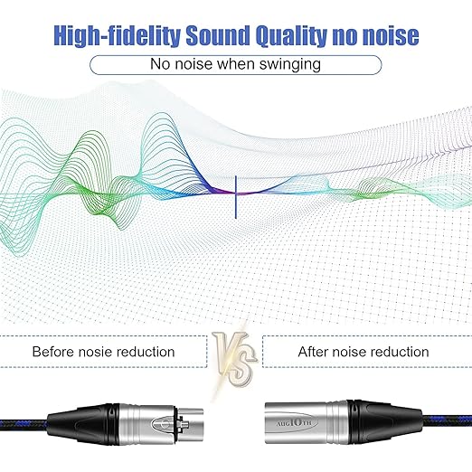 XLR to XLR Pro Mic Cable Male to Female XLR Cable 3-pin Blue Balanced Shielded Microphone Cable for Amplifier Mixer,Speaker Systems,Recording Studio,25Ft