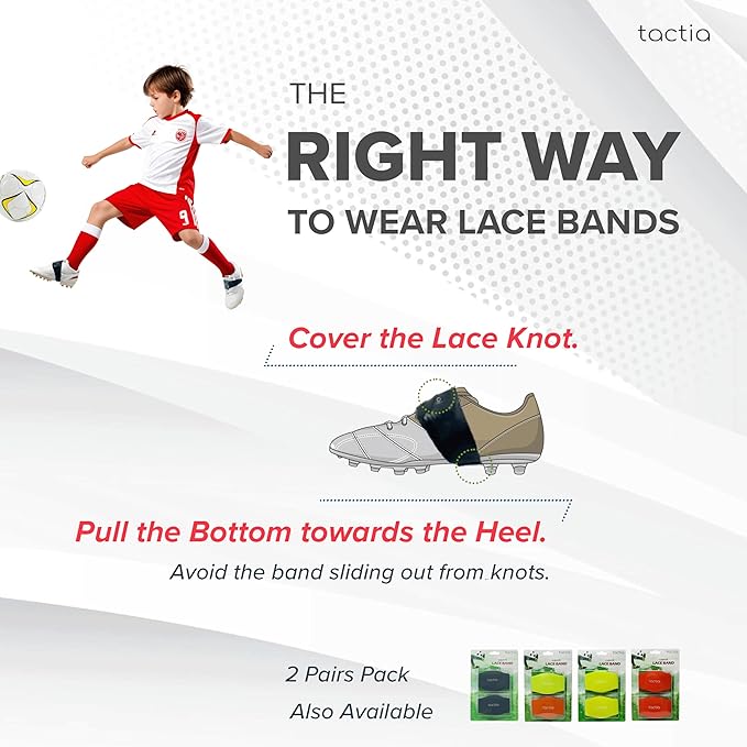 Tactia Soccer Lace Bands Youth – Premium Silicone – Lace Cover for Soccer Cleats, Soccer Shoe Lace Bands (1 Pair)