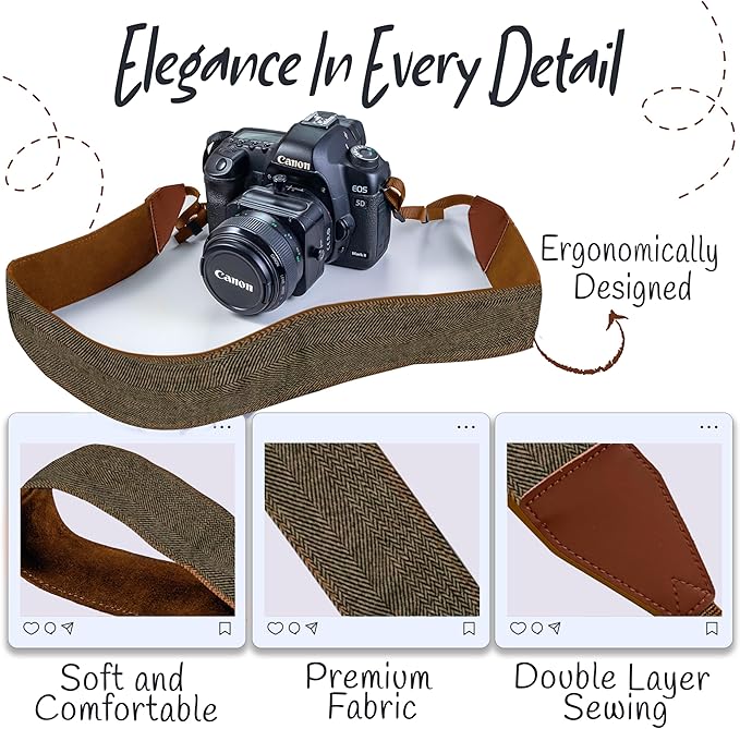 Art Tribute Camera Strap for All DSLR and Mirrorless Cameras. Photographers Strap Neck, Shoulder & Crossbody Camera Strap
