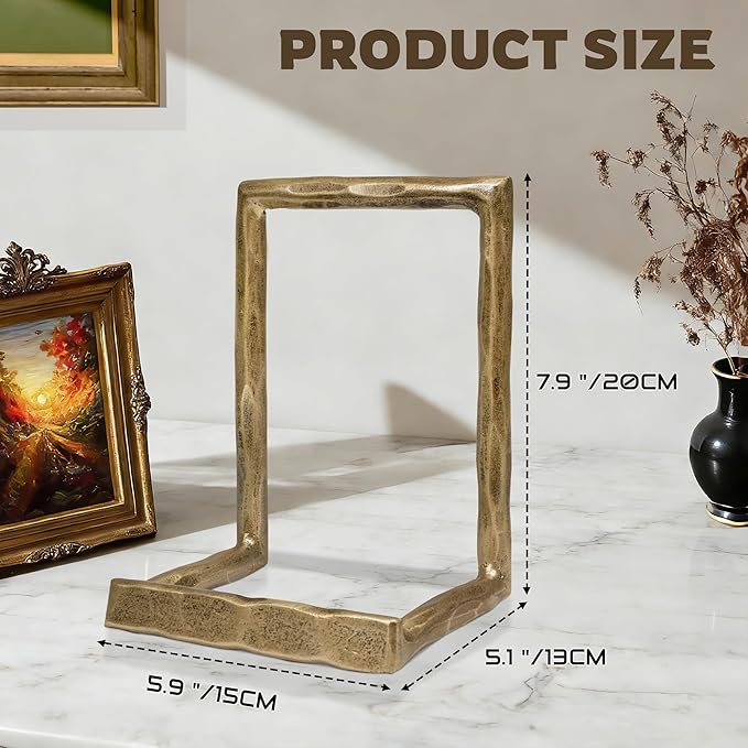 BEGINS Plate Stands for Display Hand-Forged, Solid Vintage 8-Inch Plate Display Stand, Decorative Metal Plate Holder for Book, Platter, Plaque, Photo Frame, Tabletop Art (Gold)